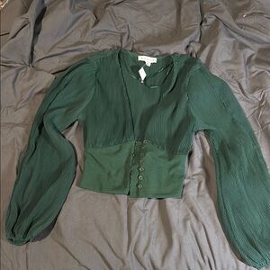 HYFVE Green Fitted Long Sleeve Blouse